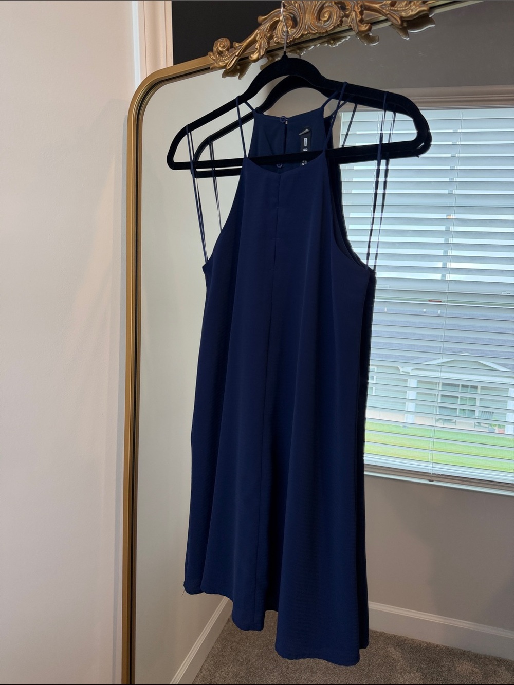Design Lab Lord & Taylor Navy Halter Mini Dress